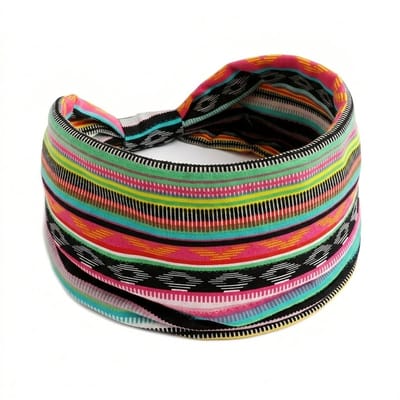Multicolor haarband dames – elastische brede haarband – stoffen haar accessoire met etnisch patroon – kleurrijk en comfortabel design