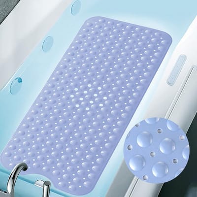 Antislip Badkuipmat 100x40cm met 200 Zuignappen - Machinewasbaar en Schimmelbestendig - Blauwe Badmat