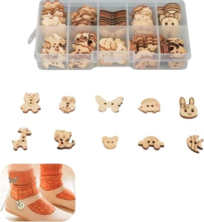 Handgemaakte Dierenvorm Knopen met 2 Gaten van Hout, 100 Stuks voor Creatieve DIY Projecten en Scrapbooking, 15-23 mm