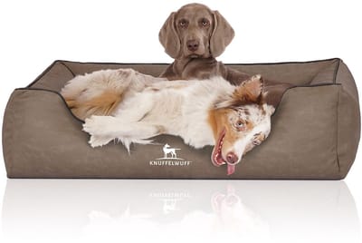 Knuffelwuff Hondenbed Scottsdale van kunstleer XL 105 x 75cm steenkleurig