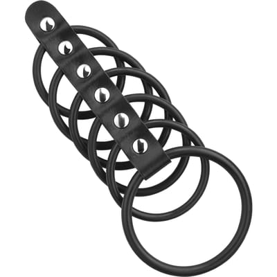 Rimba - Balzak- En 5 Penisringen Van rubber Met Leren bandje - Diameter 50 en 40 mm