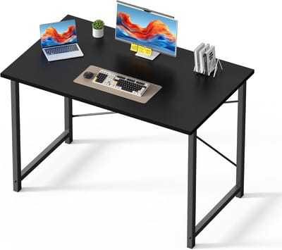 Bureau voor kleine ruimtes - Schrijftafel studie - Thuiswerken studeren - Krasbestendig waterdicht blad - 112 cm breed - Zwart