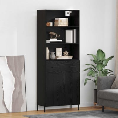 vidaXL - Highboard - Zwart - eiken - 69,5 - x - 34 - x - 180 - cm - Bewerkt - hout