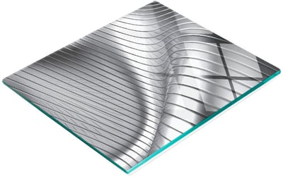 Decoratieve snijplank van gehard glas met zilverkleurig 3D-patroon, 60x52 cm