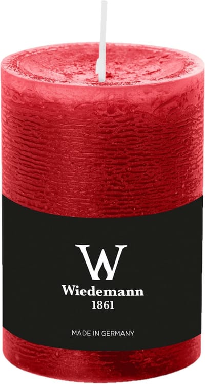 Wiedemann Cilinderkaars/stompkaars - rustieke kaars - rood - 7 x 10 cm - 43 branduren