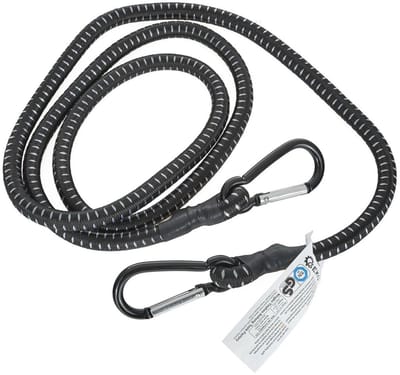 GEKO Elastisch koord met karabijnhaken - 10mm - 150cm - zwart