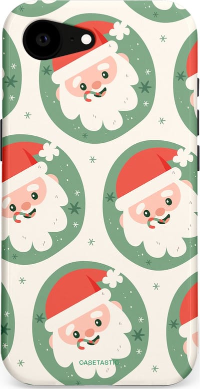 Casetastic hoesje geschikt voor Apple iPhone 16e / Apple iPhone 17e - MagSafe - Dubbellaagse bescherming - Zuurstok Groen Witte Kerstman - Fashion Case - Wit Saliegroen Crème Terracotta