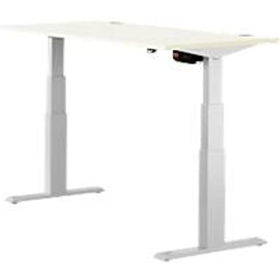 Schäfer Shop Select ERGO-T bureau, elektrisch in hoogte verstelbaar, rechthoekig, T-voet, B 1200 x D 800 x H 640-1300 mm, wit/blank aluminium