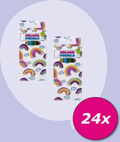 Tuf-Tuf Uitdeelcadeaus 24 STUKS 6-Delige Regenboog Kleurpotloodjes - Speelgoed - Traktatie Uitdeelcadeautjes voor kinderen