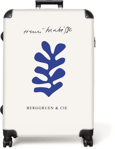 NoBoringSuitcases.com® - Koffer groot - Reiskoffer lichtgewicht - Kunst - Blad - Blauw - Matisse - Abstract - Rolkoffer met 4 wielen - Grote trolley XL - 98 liter bagage
