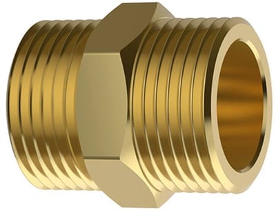 Flamco Dubbele nippel 1 1/2 inch messing, vlakdichtend, M43.66133D