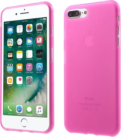 Peachy Effen roze hoesje geschikt voor iPhone 7 Plus 8 Plus Pink cover Silicone case
