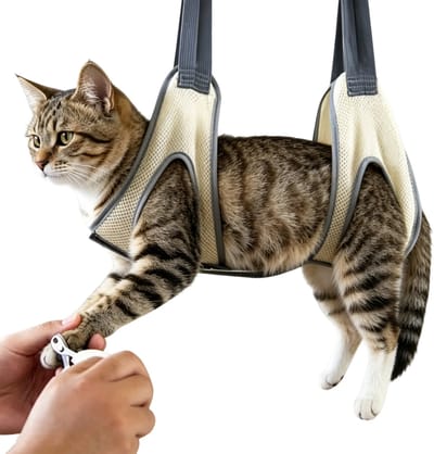 MAGICSHE Verzorging Hangmat Voor Kleine Honden En Katten - Afneembaar Kattenverzorging Voor Nageltrimmen -Hondenhangmat Voor Nagelverzorging Grijs