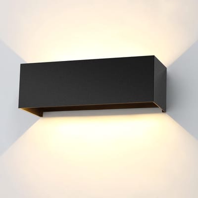 Tuin wandlampen - 24W LED Buitenwandlamp, 3000K Binnenwandlamp Zwart, Instelbare Buitenverlichting voor Gevel Aluminium, IP65 Waterdicht voor Trap Woonkamer Slaapkamer [Energieklasse F]