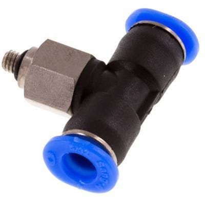 4mm X M 3 Inline T-stuk Insteek Fitting Met Buitendraad Staal/PBT NBR Rotatable Compacte Bouwvorm [2 Stuks]