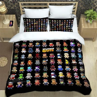 3D Spel Cartoon StumbleGuys Beddengoed Collecties Prachtige Bedbenodigdheden Collectie Dekbedovertrek Dekbed Collectie Bed EU King 240x220cm