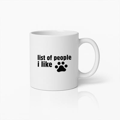 List of People I Like Pootafdruk Mok 330ml – Grappige Koffiebeker Cadeau voor Hondenliefhebbers, Huisdiereigenaren & Vrienden