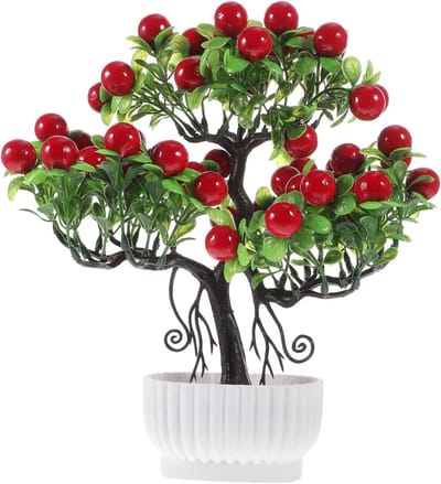 Realistische Nepplant in Pot - Kleine Fruitboom met Plastic Bladeren en Vruchten voor Thuisdecoratie