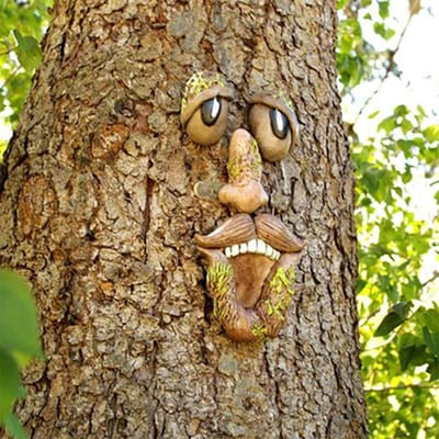 Boomgezichten Tuindecoratie - Greenman Sculptuur - Geschikt voor Binnen en Buiten - 1 stuk - Kleur: Groen - Materiaal: Kunststof