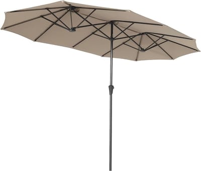 Grote Dubbele Parasol 220 × 400 cm met Zwengelsysteem - Winddicht, Stabiel en UV-bescherming voor Terras, Balkon en Tuin