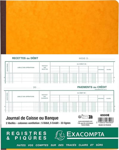 Kassa of bank kasboek verticaal gepikt 32x25 cm 80 pagina's 33 lijnen