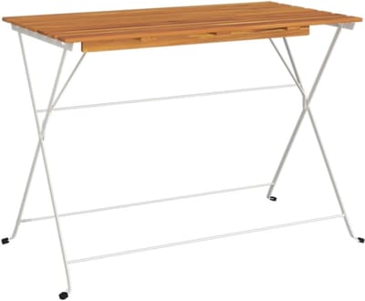 Inklapbare Bistrotafel - Buiten Tafel - Terras Genieten - Massief Hout Staal - 100x54x71 cm - Wit
