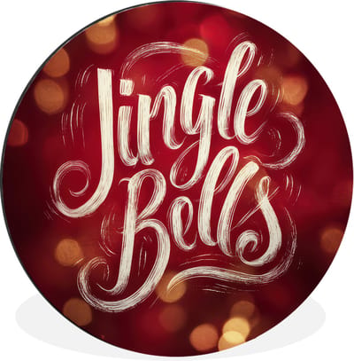 WallCircle - Wandcirkel - Muurcirkel - Jingle - Bells - Kerst - Rood - Aluminium - Dibond - 30x30 cm - Binnen en Buiten