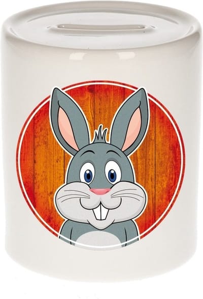 Vrolijke konijn dieren spaarpot 9 cm - keramiek - spaarpotten voor kinderen