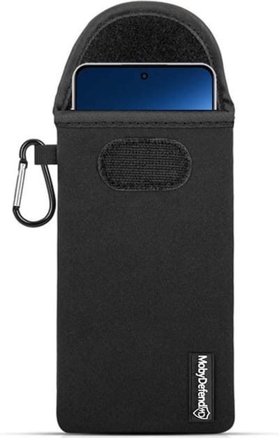 MobyDefend Hoesje - Geschikt voor OnePlus Nord 4 - Neopreen Pouch Met Karabijnhaak - Insteek - Riemlus - Zwart