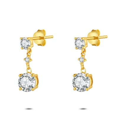 Twice As Nice Oorbellen in 18 kt verguld zilver, hanger met zirkonia Goudkleurig 00