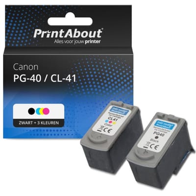 PrintAbout huismerk Inktcartridge PG-40 / CL-41 Zwart + 3 kleuren Multipack Geschikt voor Canon