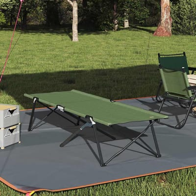vidaXL - Opvouwbaar - Campingbed - Groen - 206 - x - 76 - x - 74 - cm - Oxford - en - Staal