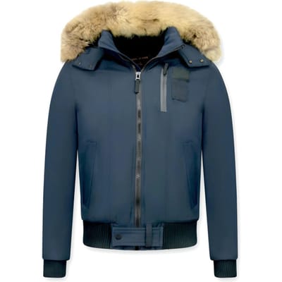 Enos Korte winterjas met bontkraag