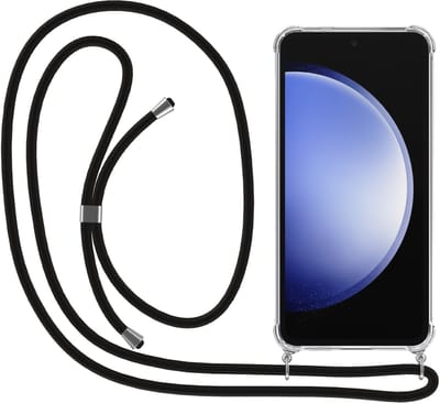 Smartphonica Telefoonhoesje Geschikt voor Samsung Galaxy S23 FE met Koord en Stootrand - TPU Backcover Shockproof met Lanyard - Transparant geschikt voor Samsung Galaxy S23 FE