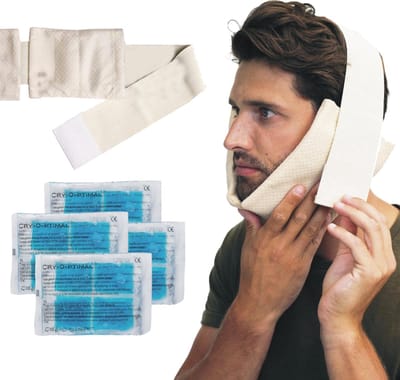 Respiflex cold pack kaak set - Bandage met 4 lange duur cold packs - na verwijderen van wijsheidstanden - 3 x langer koud - pijn verstandkiezen