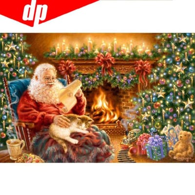 Volledige ronde diamant 5D DIY diamant schilderij  Santa Claus List  borduurkruis strass 20X30 orange