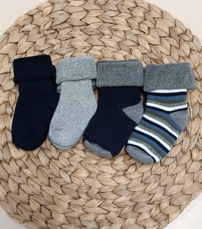 iN ControL 4pack TERRY babysokjes navy/grey