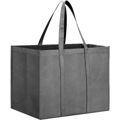 Non-Tissé Noir Et Gris Simple Pliable Portable Écologique Grande Capacité Réutilisable Sacs d'Épicerie Devoir Shopping Cabas Sac à Main gris