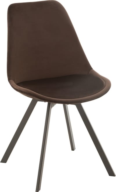 J-Line stoel Helene - metaal/textiel - donkerbruin - 2 stuks
