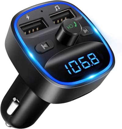 QIN® Bluetooth Receiver - FM Transmitter - FM Transmitter Bluetooth - FM-transmitters - Zwart - 5cm x 5cm x 8cm