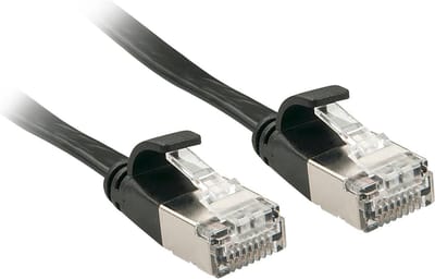 LINDY 47484 RJ45 Netwerkkabel, patchkabel CAT 6A U/FTP 5.00 m Zwart Snagless, Plat, Platte uitvoering 1 stuk(s)