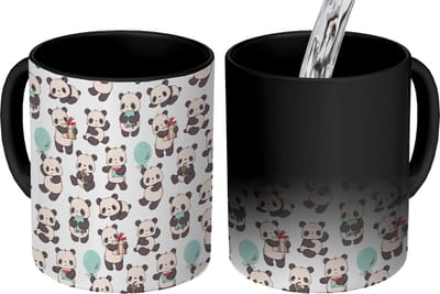 Magische Mok - Foto op Warmte Mokken - Koffiemok - Cadeau - Panda - Patroon - Magic Mok - Beker - 350 ML - Theemok