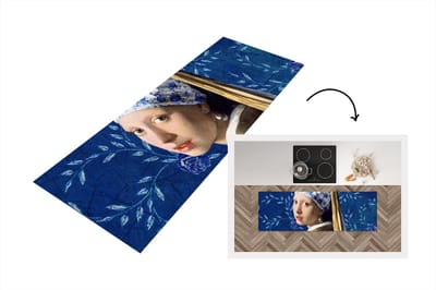 Keukenloper - Loper keuken - Meisje met de parel - Delfts blauw - Vermeer - 150x50 cm - Keukenloper vinyl