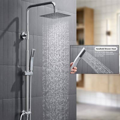 Auralum Max® - Douche Set - Regendouche zonder kraan - 8 inch Douchekop - Elegante RVS Handdouche - Duurzame Messing Omsteller - Verstelbare Hoogte - Chroom
