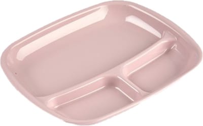 Plasticforte vakjes diner borden - Set van 10x stuks - roze - kunststof - 21 x 24 cm - 3 vakken - bbq en camping