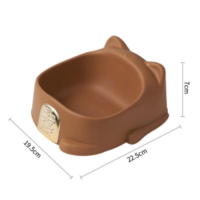 Bol pour Chat de Compagnie Style Chat Porte-Bonheur Dessin Animé Luxe Léger Bol Unique pour Animal de Compagnie Protection Antidérapante Anti-Basculement Mangeoire Cervicale Bol pour Chien 22.5*19.5*7cm brown