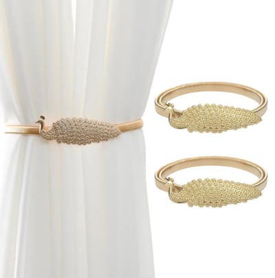 Home2go Gordijn Embrasse - raamdecoratieaccessoires - Gordijnhouder - Gordijn hanger - Gordijn Accessoires - Gouden pauw - 40 cm 2 Stuks