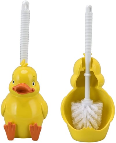 Dailygoods- Toiletborstel Compact Ontwerp - Gele Eend - Milieuvriendelijk - Ruimtebesparend - Ideaal Vaderdag Cadeau - Veilig in Gebruik - Toiletborstelset