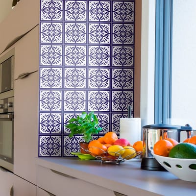 Zelfklevende tegelmuurstickers voor keuken en badkamer - 30 Gonzalo Azulejo tegelstickers - 30 stickers 15x15cm