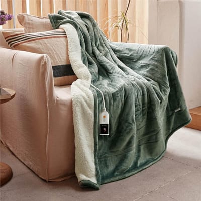 TIM® Elektrische deken 2 persoons - Elektrische deken - Deken - Groen- ‎180cm x 130cm x 3cm